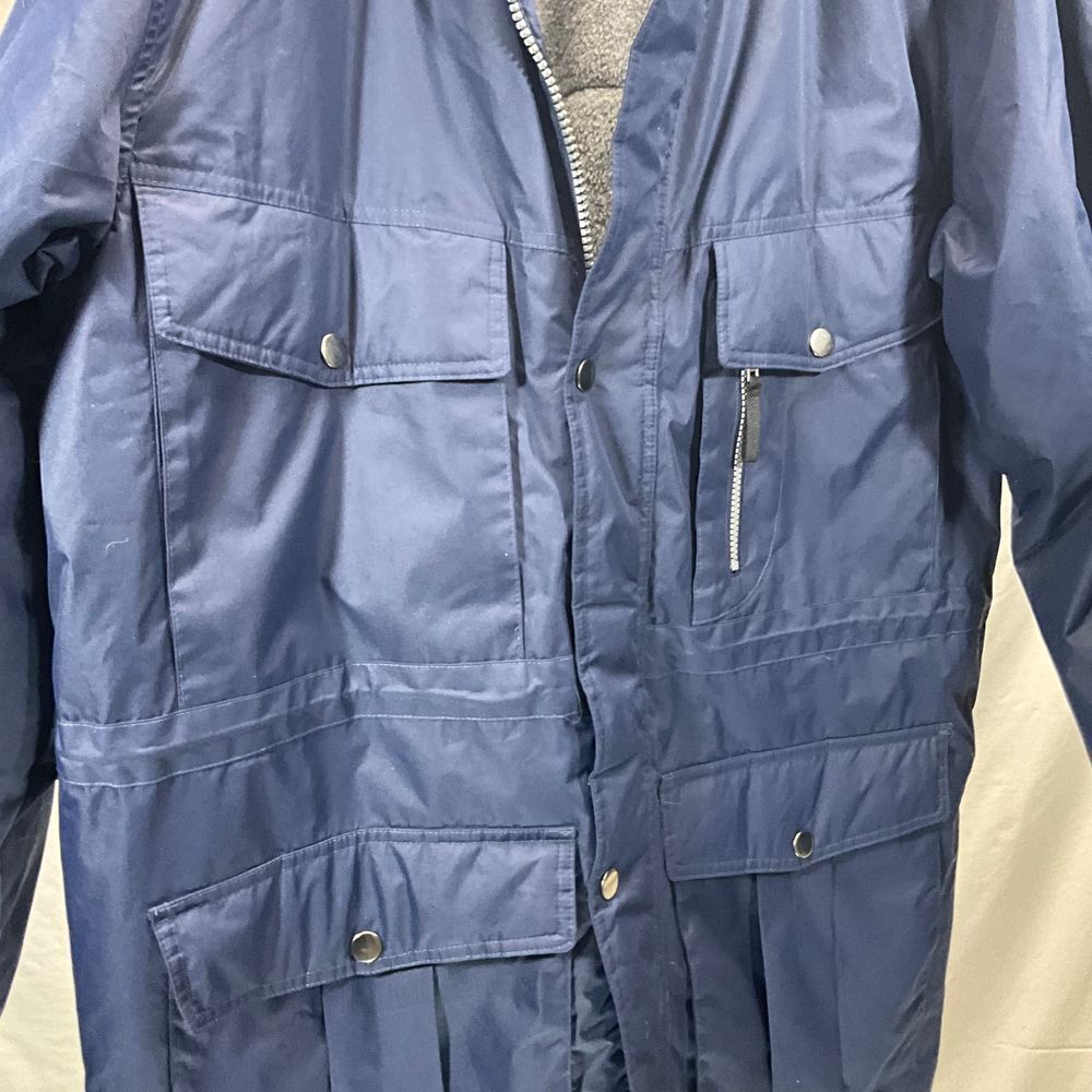 Boulder Creek Navy Blue Winter Parka Fleece Lined Utility Jacket Mens Tall L - Picture 7 of 10